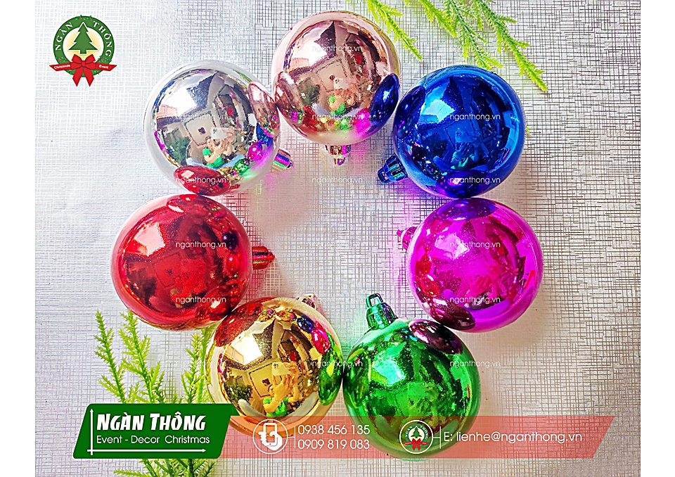 Trái châu trang trí cây thông noel châu bóng tròn