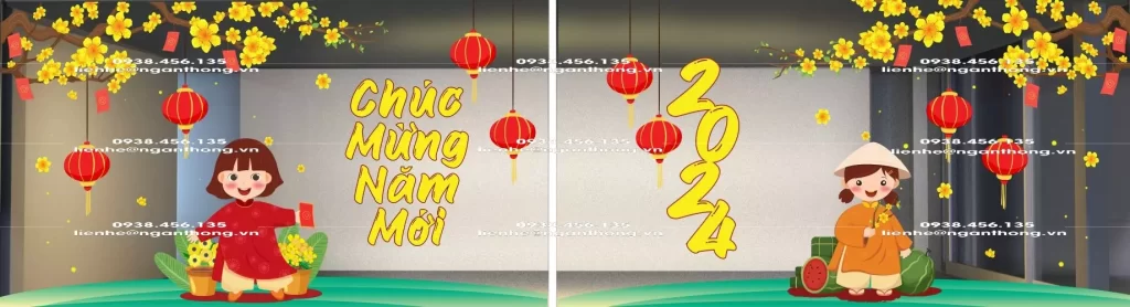 decal dán tường trang trí tết