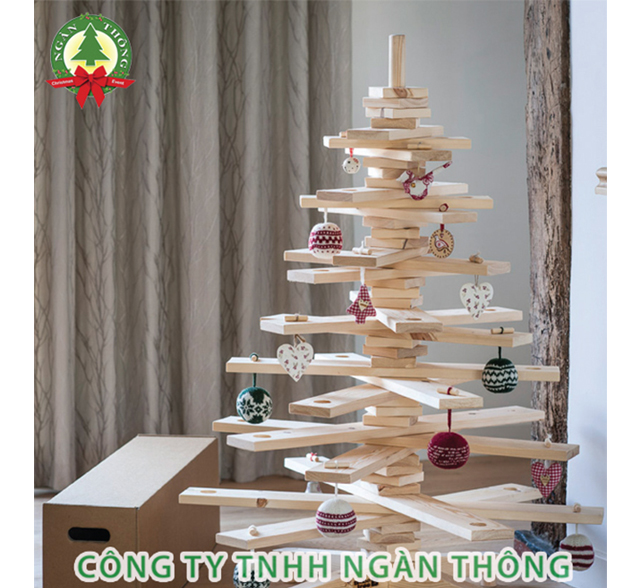 Trang trí cây thông Noel bằng gỗ