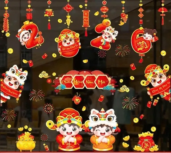 Decal trang trí tết mới 2026