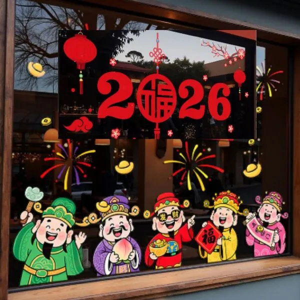 Decal dán kính trang trí Tết 2026