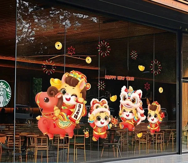 Decal trang trí Tết Nguyên đán cho nhà hàng