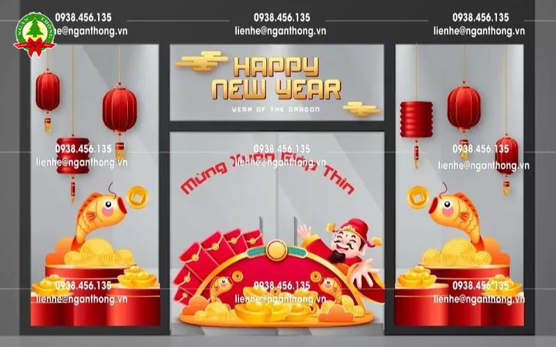 Khám phá 10+ mẫu decal trang trí Tết nguyên đán cho quán bar hot trend 2026, độc đáo, thu hút check-in, phù hợp mọi concept nightlife.
