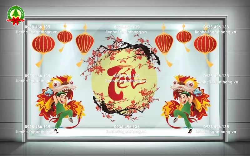 Khám phá 10+ mẫu decal trang trí Tết nguyên đán cho quán bar hot trend 2026, độc đáo, thu hút check-in, phù hợp mọi concept nightlife.