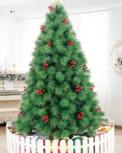 Cây thông Noel cước đầu vàng gắn trái đỏ mã LP-YHN, cao 1m5 đến 3m