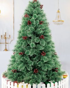 Cây thông Noel cước nở hoa gắn trái đỏ mã LP-A6, cao 1m5 đến 3m6