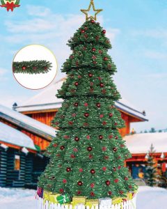 Cây thông Noel đầu tròn 2 loại lá có trang trí mã LP-KS-2LL, cao 4m3 đến 12m3