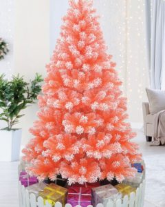 Cây thông Noel đầu tròn màu cam phủ tuyết mã LP-OTN-5, cao 1m5
