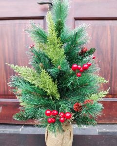 Cây thông Noel mini 3 loại lá cước lăn sơn có trang trí mã LP-SA, cao 45cm đến 60cm