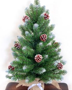 Cây thông Noel mini đầu nhọn phun sơn gắn trái thông mã LP-TP, cao 60cm