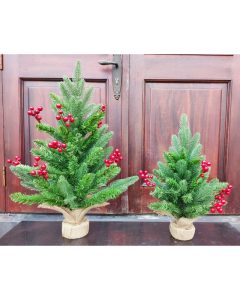 Cây thông Noel mini lá PE gắn trái đỏ mã LP-TSE, cao 45cm đến 60cm