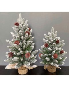 Cây thông Noel mini PE phủ tuyết gắn trái thông mã LP-AN-HS, cao 45cm đến 60cm