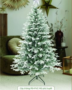 Cây thông Noel PE + PVC MG phủ tuyết mã LP-MG-HS, cao 1m5 đến 3m
